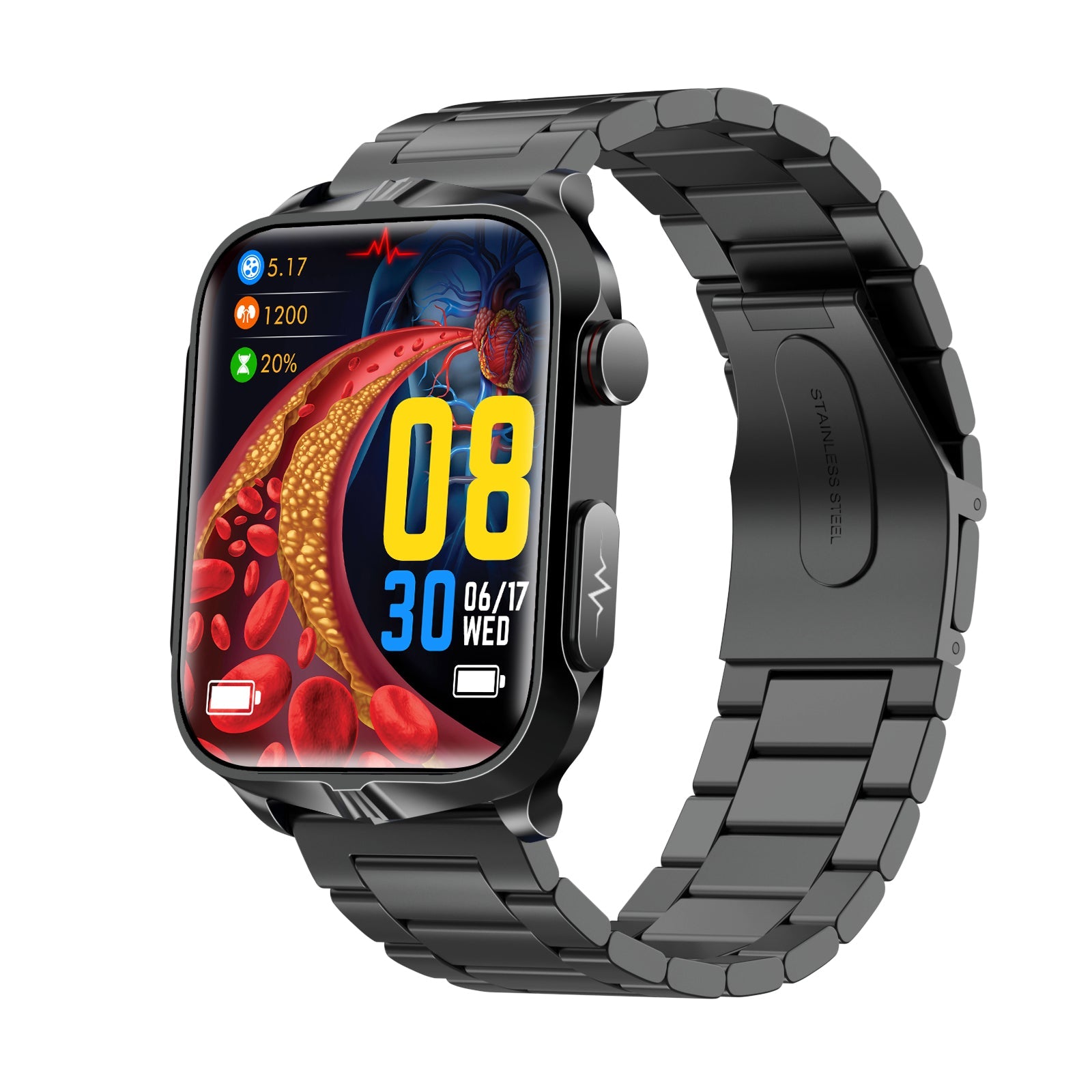 Pulse Therapy Blood Glucose Blood Pressure ECG Heart Rate Monitoring Health Smartwatch