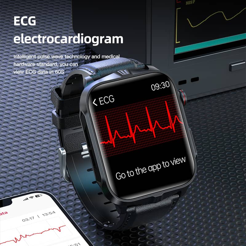 Pulse Therapy Blood Glucose Blood Pressure ECG Heart Rate Monitoring Health Smartwatch